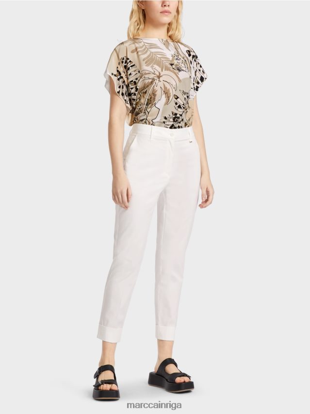 apģērbs gandrīz balts VRBHXD659 Marc Cain franca bikses ar kroku un aproci