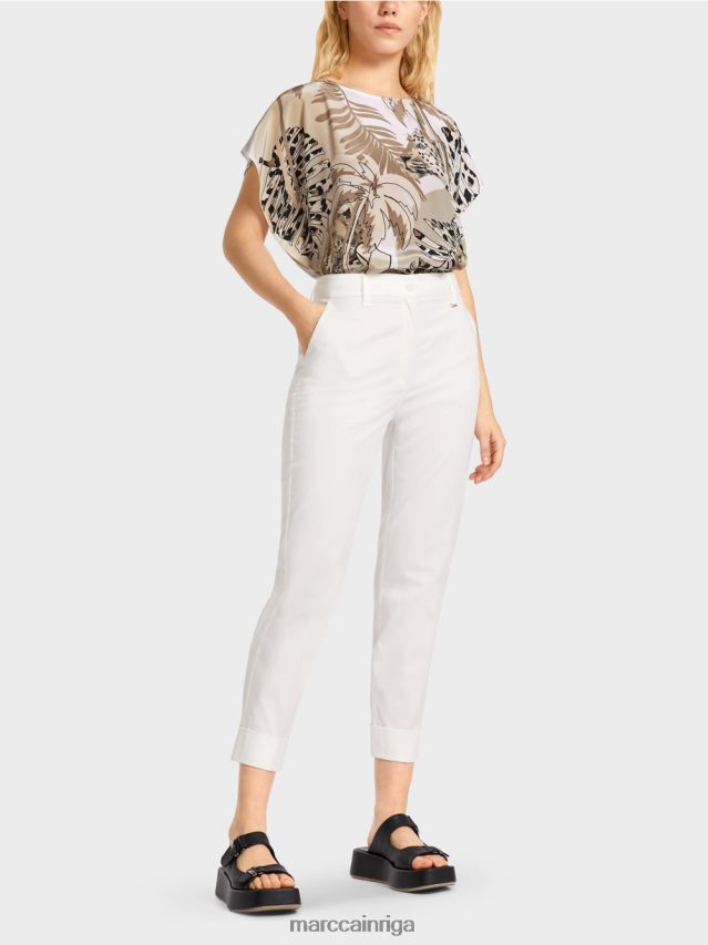 apģērbs gandrīz balts VRBHXD659 Marc Cain franca bikses ar kroku un aproci