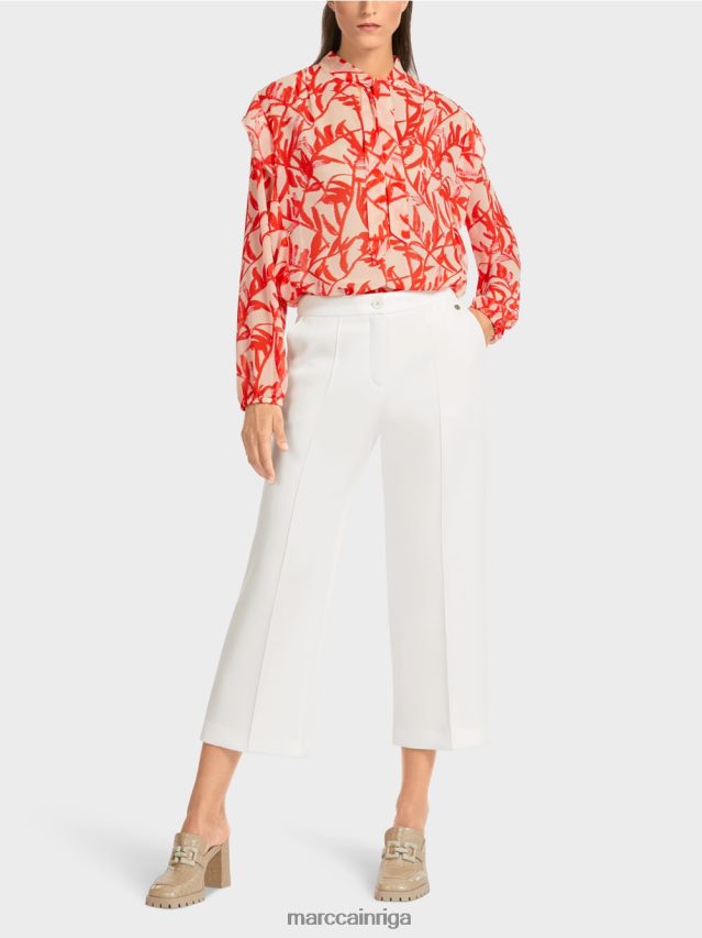 apģērbs gandrīz balts VRBHXD699 Marc Cain bikses ar uzšūtu presētu kroku