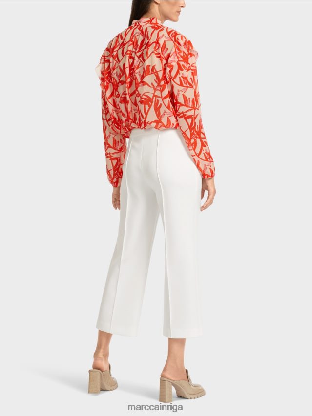 apģērbs gandrīz balts VRBHXD699 Marc Cain bikses ar uzšūtu presētu kroku