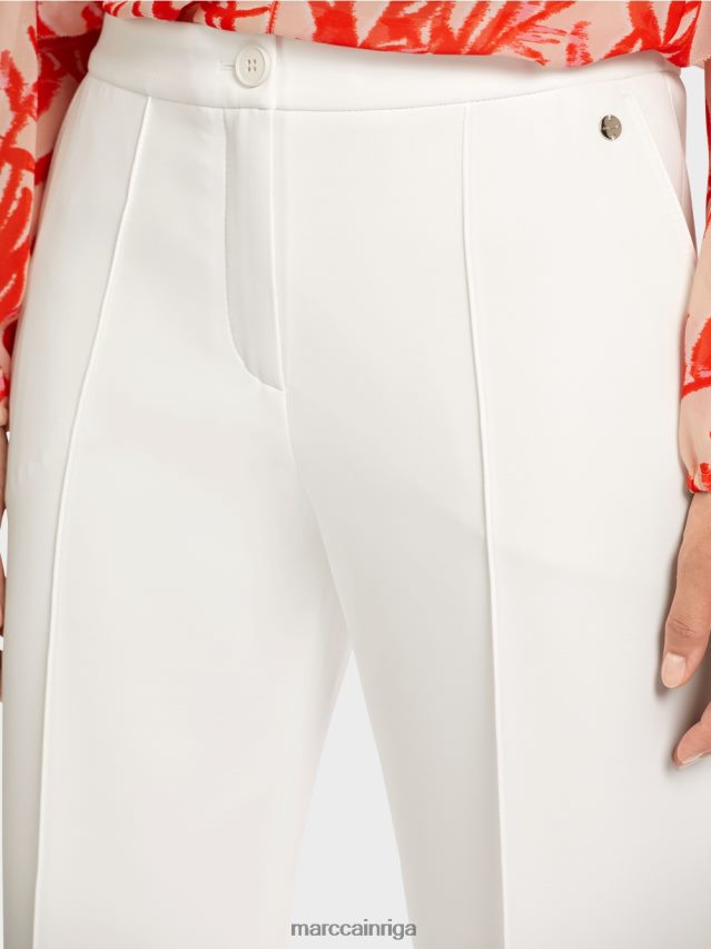 apģērbs gandrīz balts VRBHXD699 Marc Cain bikses ar uzšūtu presētu kroku