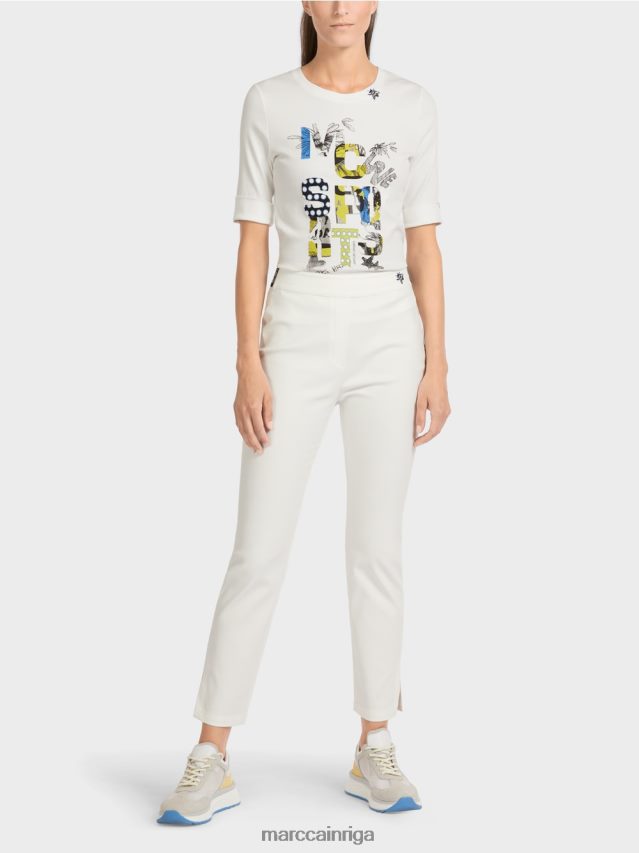 apģērbs gandrīz balts VRBHXD717 Marc Cain "pārdomāt kopā" ​​platas bikses