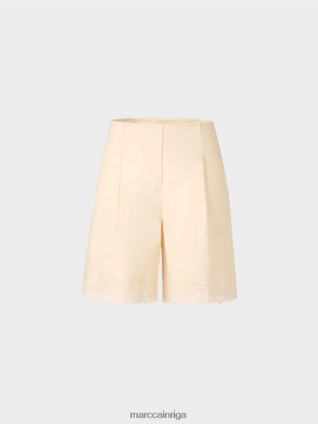 apģērbs krēms VRBHXD615 Marc Cain šorti ar mežģīņu apakšmalu