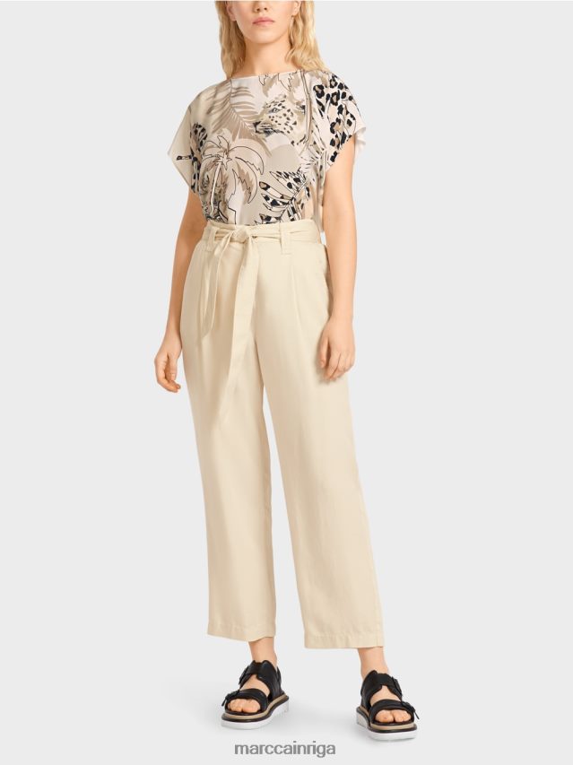 apģērbs krēms VRBHXD657 Marc Cain welleri \"pārdomājiet kopā\" ​​bikses