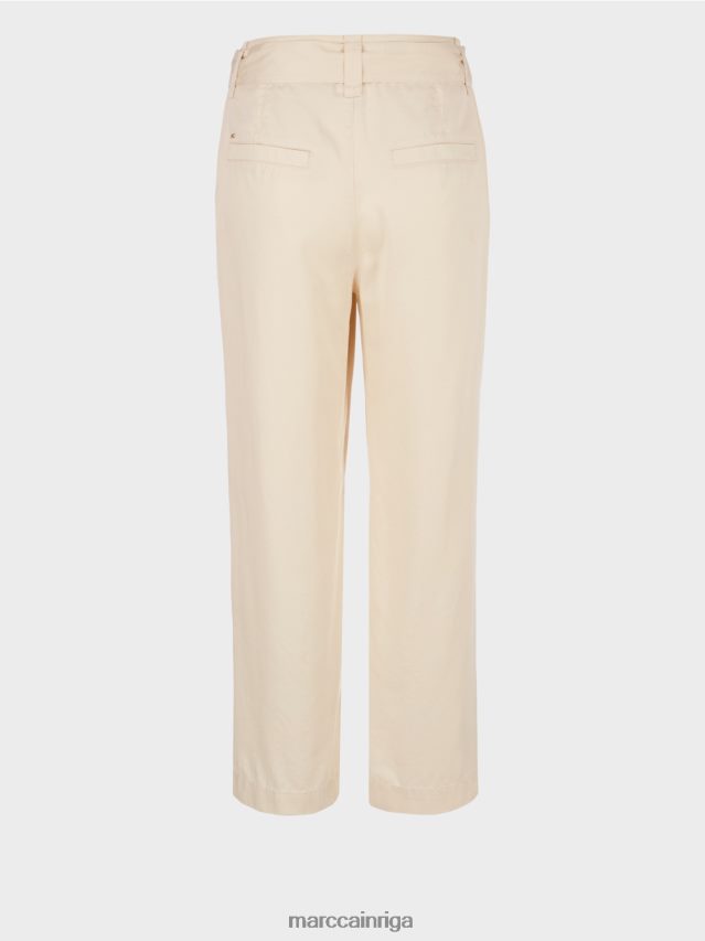 apģērbs krēms VRBHXD657 Marc Cain welleri \"pārdomājiet kopā\" ​​bikses