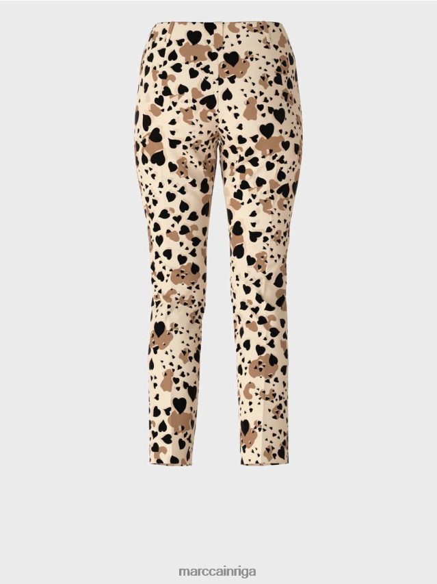 apģērbs krēms VRBHXD721 Marc Cain bikses sirds formas leoparda dizainā