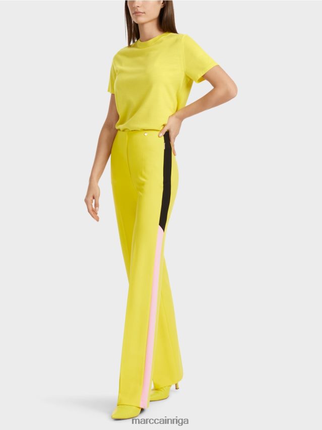 apģērbs mīksts citrons VRBHXD583 Marc Cain bikšu uztvērējs ar pinuma svītrām