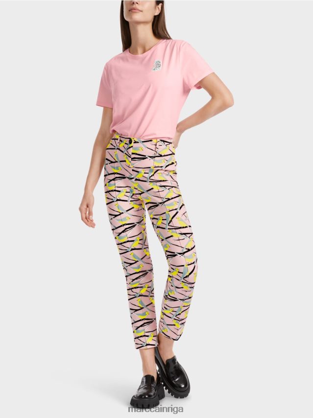 apģērbs mīksts pulveris rozā VRBHXD586 Marc Cain putnu dizaina bikses Sidneja