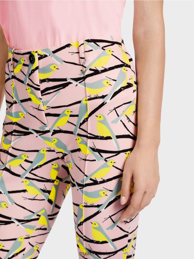 apģērbs mīksts pulveris rozā VRBHXD586 Marc Cain putnu dizaina bikses Sidneja