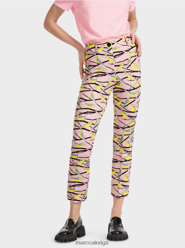 apģērbs mīksts pulveris rozā VRBHXD586 Marc Cain putnu dizaina bikses Sidneja