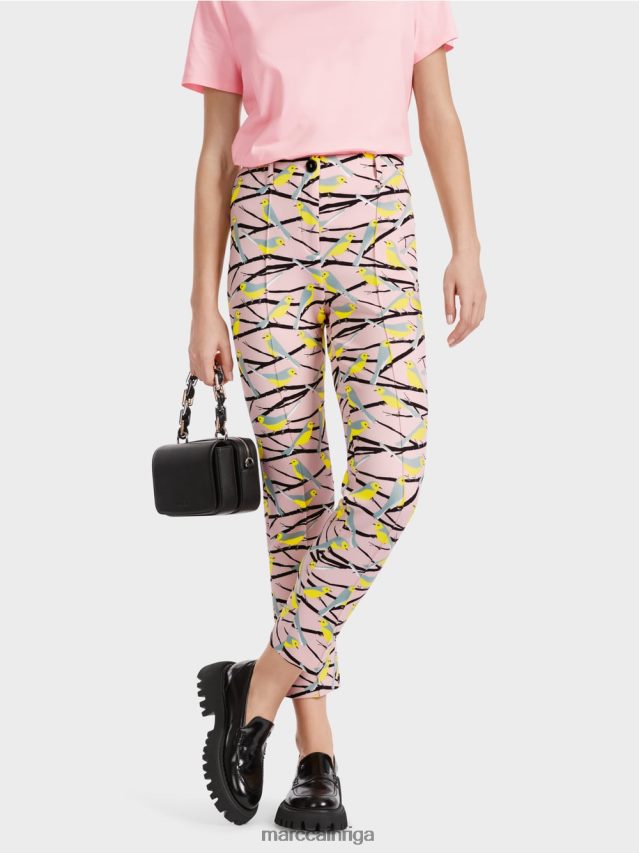 apģērbs mīksts pulveris rozā VRBHXD586 Marc Cain putnu dizaina bikses Sidneja