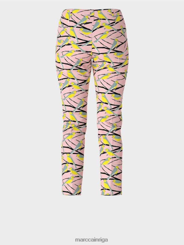 apģērbs mīksts pulveris rozā VRBHXD586 Marc Cain putnu dizaina bikses Sidneja