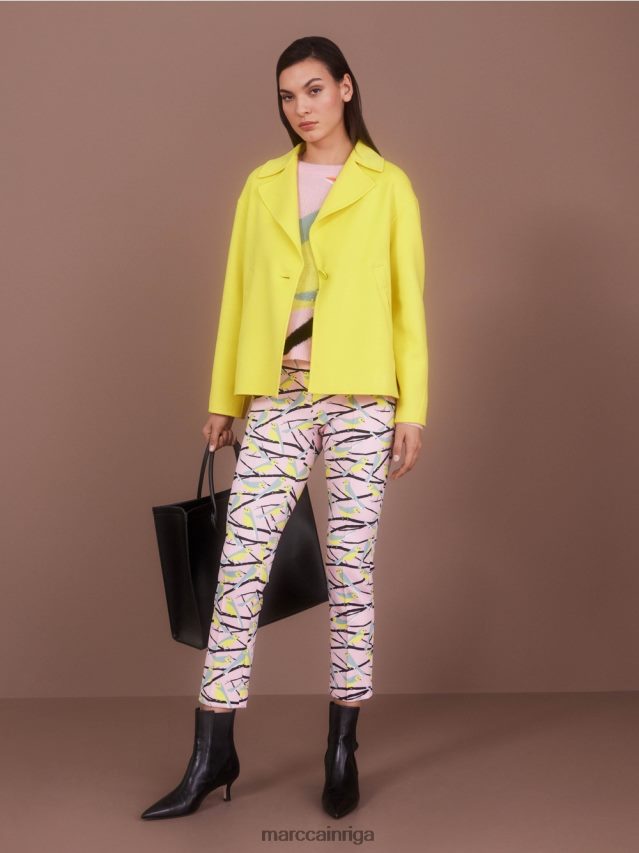 apģērbs mīksts pulveris rozā VRBHXD586 Marc Cain putnu dizaina bikses Sidneja