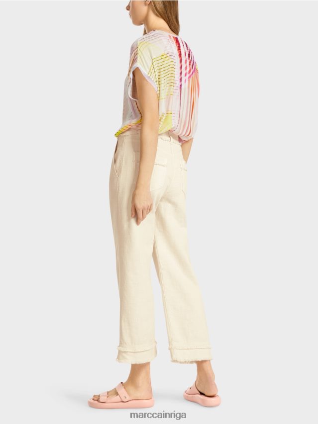 apģērbs mīksts veļa VRBHXD617 Marc Cain bikses ar bārkstīm lina izskatā