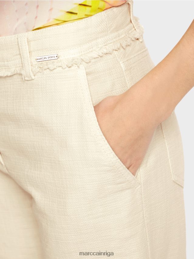 apģērbs mīksts veļa VRBHXD617 Marc Cain bikses ar bārkstīm lina izskatā