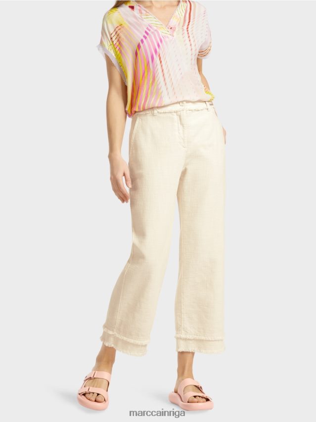 apģērbs mīksts veļa VRBHXD617 Marc Cain bikses ar bārkstīm lina izskatā