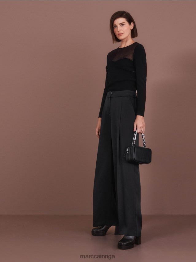 apģērbs melns VRBHXD526 Marc Cain kroku wichita bikses ar platu kāju