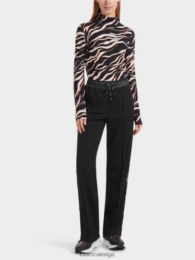 apģērbs melns VRBHXD535 Marc Cain platas džersija skriešanas stila velbijas bikses