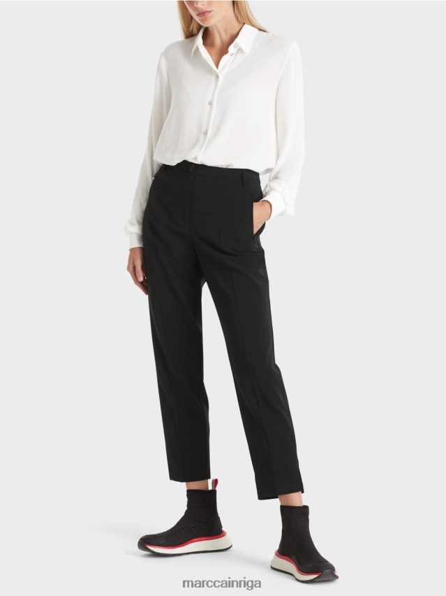 apģērbs melns VRBHXD538 Marc Cain bikses fushun ar šķēlumiem sānos