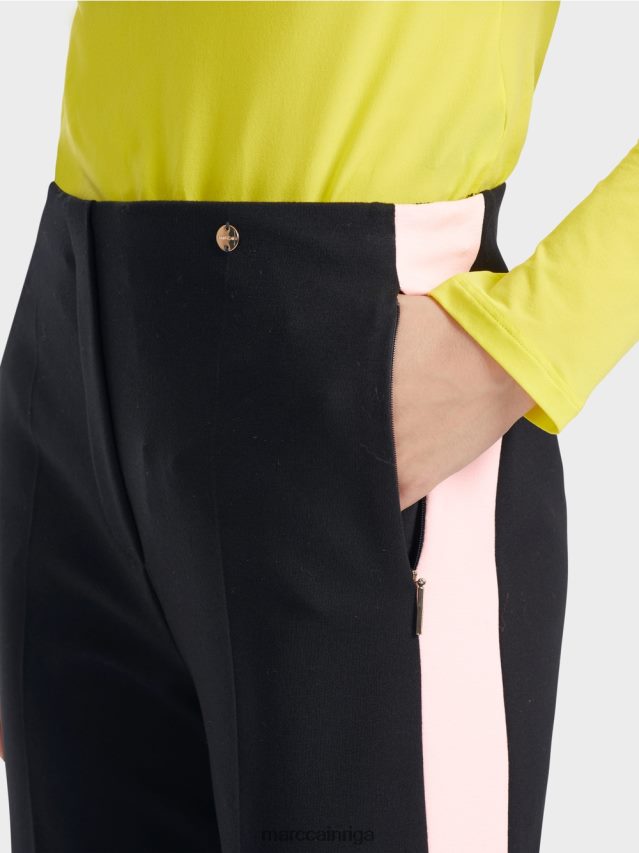 apģērbs melns VRBHXD592 Marc Cain bikšu uztvērējs ar pinuma svītrām