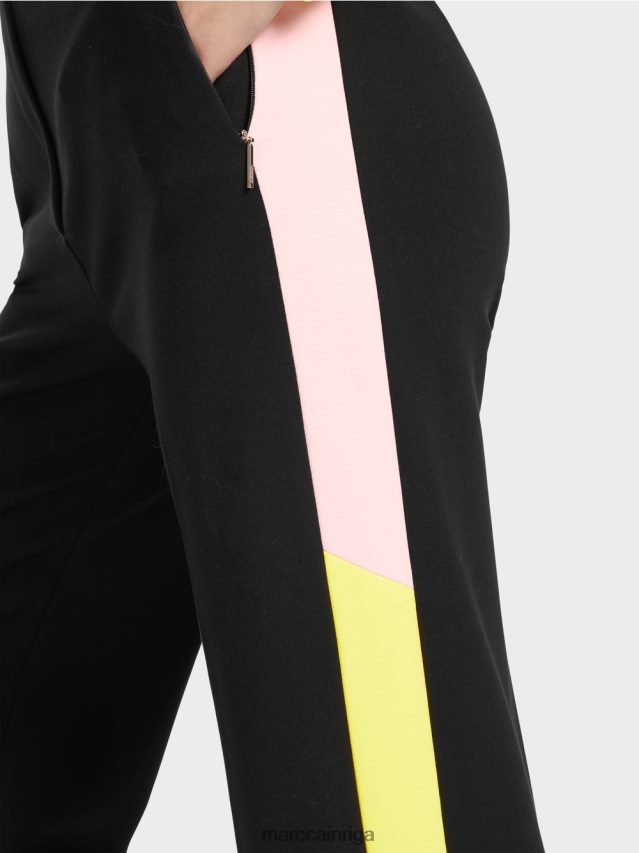 apģērbs melns VRBHXD592 Marc Cain bikšu uztvērējs ar pinuma svītrām