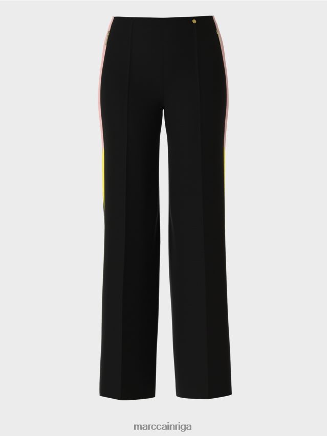 apģērbs melns VRBHXD592 Marc Cain bikšu uztvērējs ar pinuma svītrām