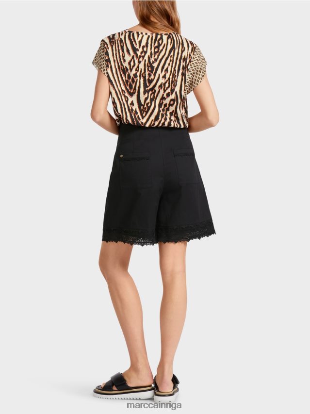 apģērbs melns VRBHXD607 Marc Cain šorti ar mežģīņu apakšmalu