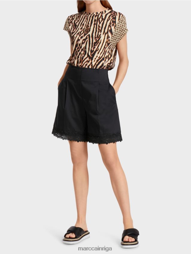 apģērbs melns VRBHXD607 Marc Cain šorti ar mežģīņu apakšmalu
