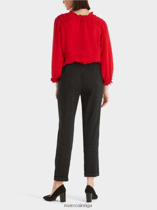 apģērbs melns VRBHXD609 Marc Cain lina bikses ar skriešanas jostasvietu