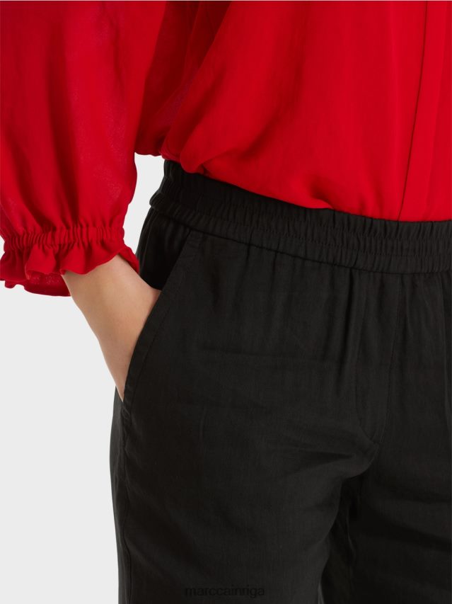 apģērbs melns VRBHXD609 Marc Cain lina bikses ar skriešanas jostasvietu