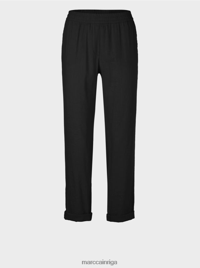 apģērbs melns VRBHXD609 Marc Cain lina bikses ar skriešanas jostasvietu