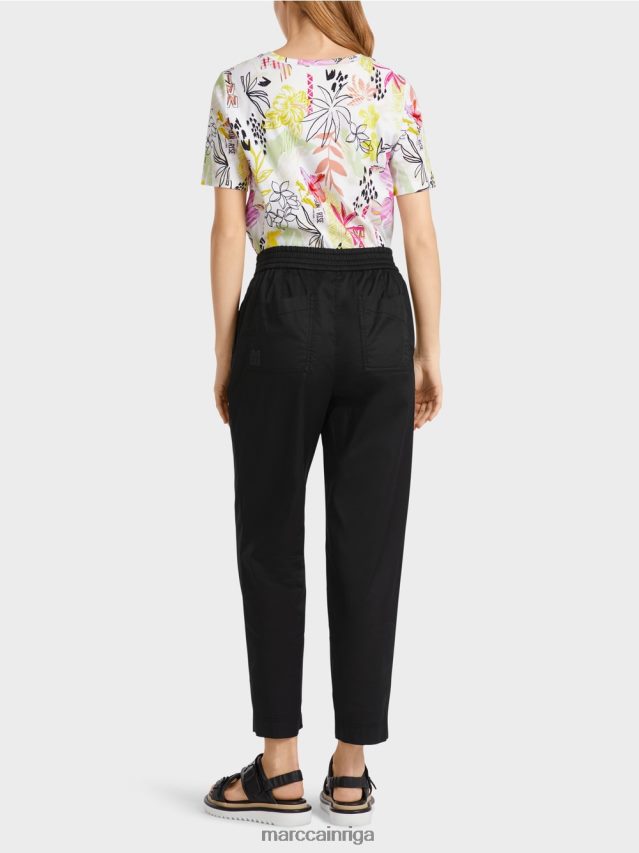 apģērbs melns VRBHXD627 Marc Cain bikses ar ielocēm un elastīgu jostasvietu