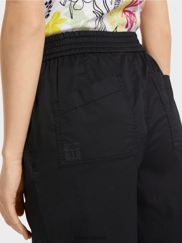 apģērbs melns VRBHXD627 Marc Cain bikses ar ielocēm un elastīgu jostasvietu