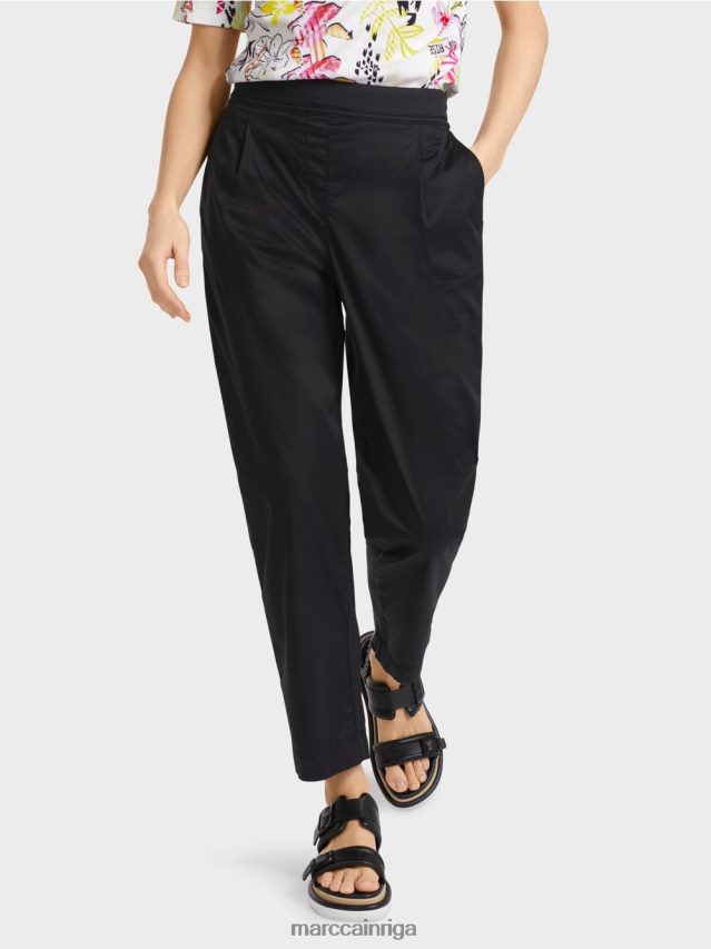 apģērbs melns VRBHXD627 Marc Cain bikses ar ielocēm un elastīgu jostasvietu