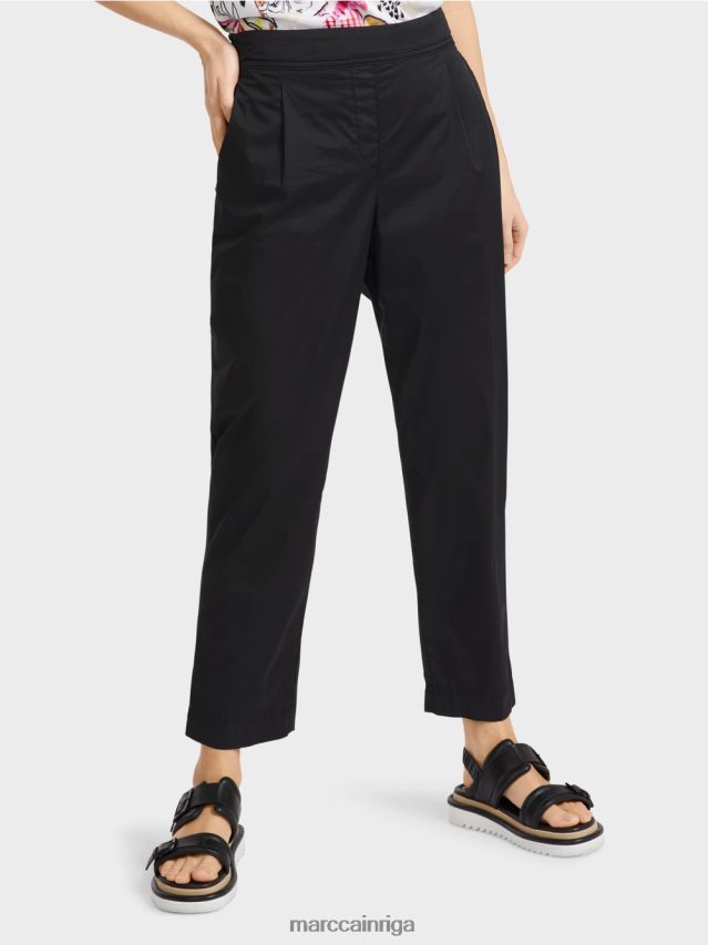 apģērbs melns VRBHXD627 Marc Cain bikses ar ielocēm un elastīgu jostasvietu