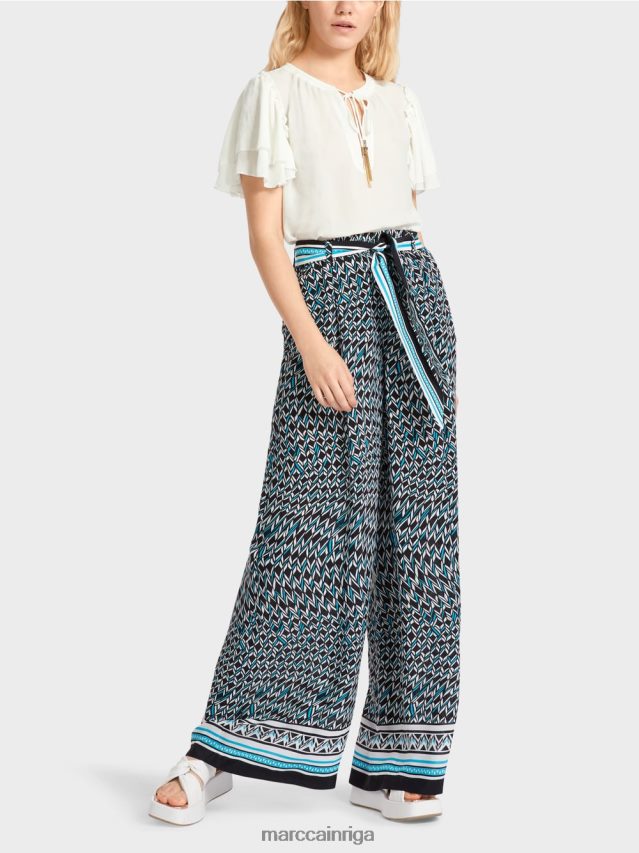 apģērbs melns VRBHXD660 Marc Cain Vinipegas bikses ar platām kājām