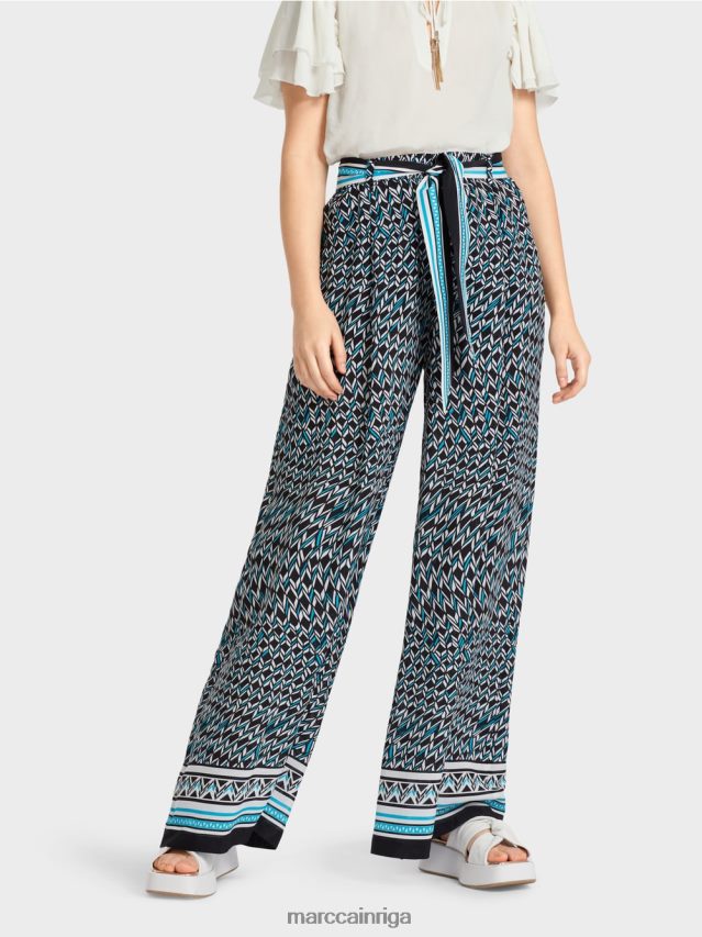 apģērbs melns VRBHXD660 Marc Cain Vinipegas bikses ar platām kājām