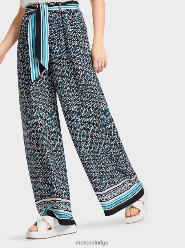 apģērbs melns VRBHXD660 Marc Cain Vinipegas bikses ar platām kājām