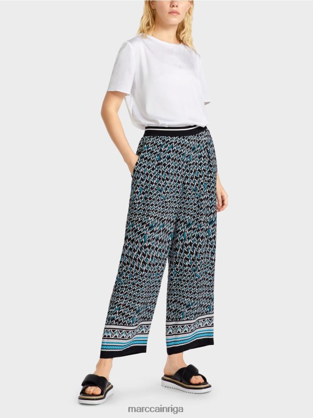 apģērbs melns VRBHXD674 Marc Cain witten bikses septiņdesmito gadu dizainā