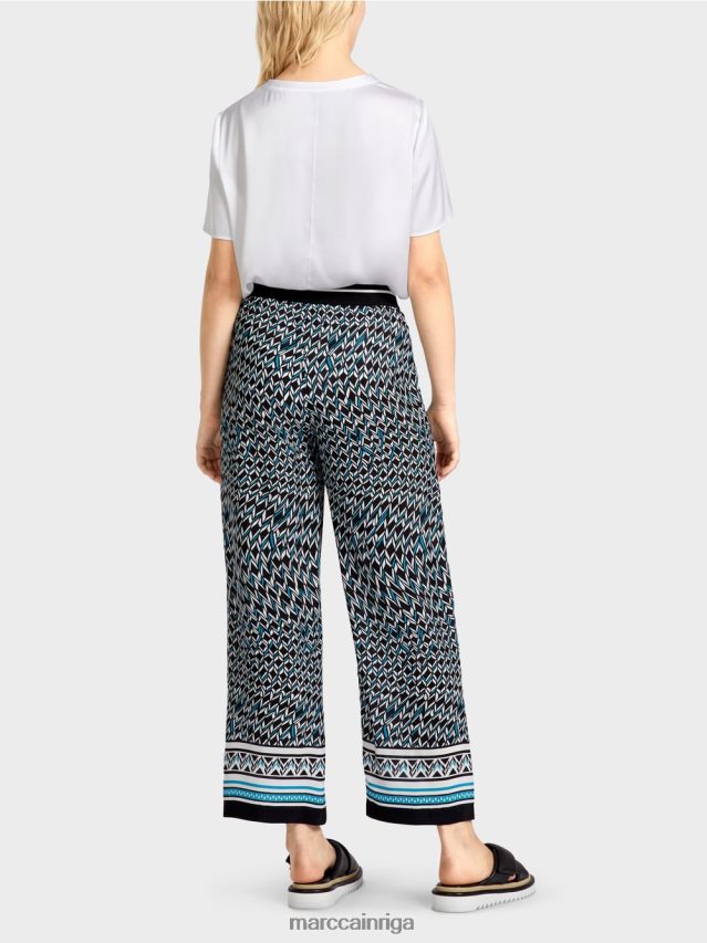 apģērbs melns VRBHXD674 Marc Cain witten bikses septiņdesmito gadu dizainā