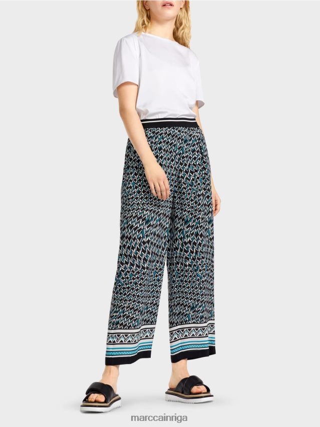 apģērbs melns VRBHXD674 Marc Cain witten bikses septiņdesmito gadu dizainā