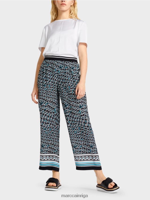 apģērbs melns VRBHXD674 Marc Cain witten bikses septiņdesmito gadu dizainā