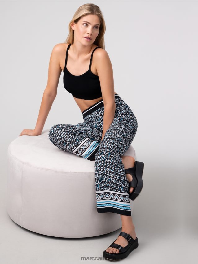 apģērbs melns VRBHXD674 Marc Cain witten bikses septiņdesmito gadu dizainā