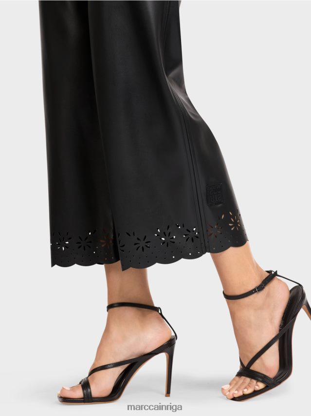 apģērbs melns VRBHXD713 Marc Cain brīvas ikdienas bikses no mākslīgās ādas