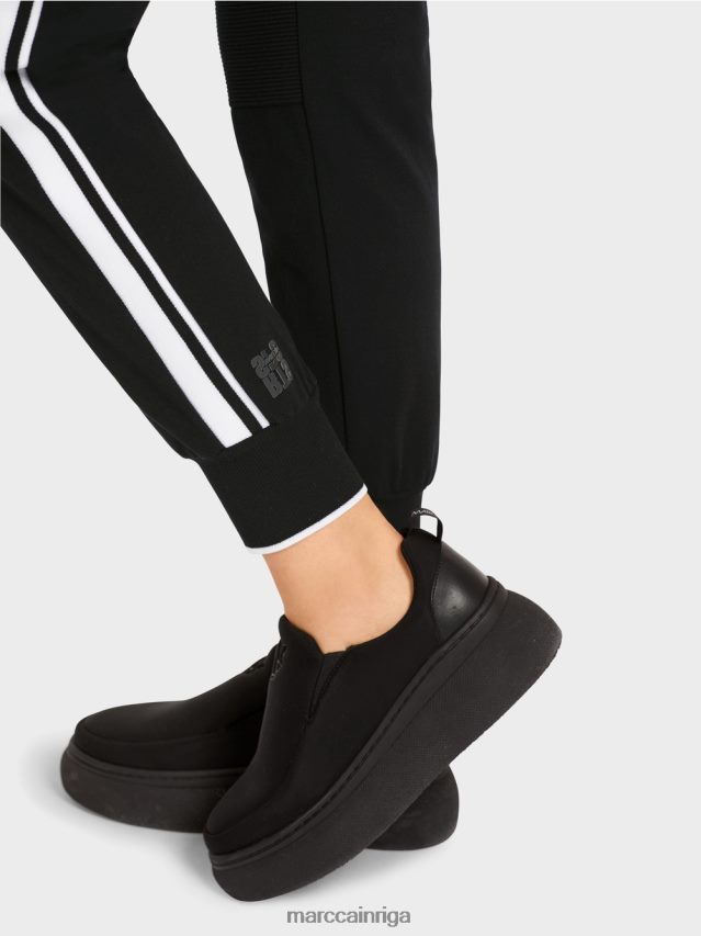 apģērbs melns un balts VRBHXD711 Marc Cain \"pārdomāt kopā\" ​​bikses ar svītrām