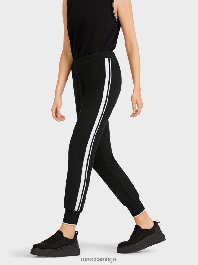 apģērbs melns un balts VRBHXD711 Marc Cain \"pārdomāt kopā\" ​​bikses ar svītrām