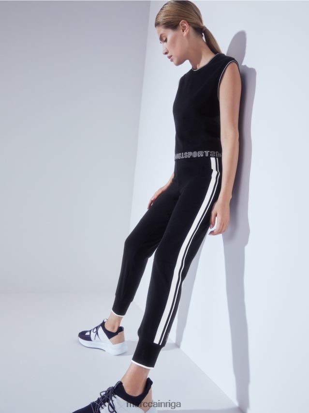 apģērbs melns un balts VRBHXD711 Marc Cain \"pārdomāt kopā\" ​​bikses ar svītrām