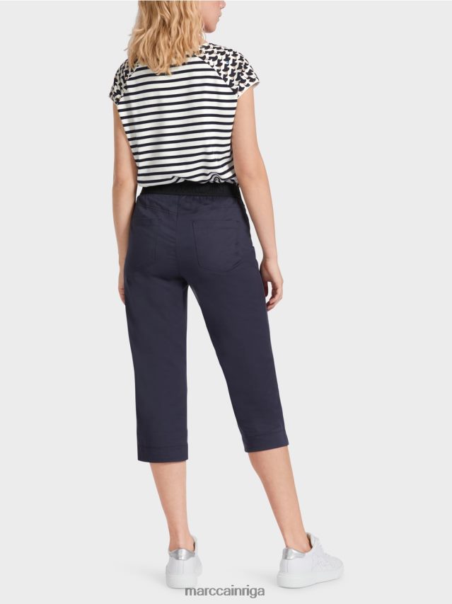 apģērbs pusnakts zils VRBHXD596 Marc Cain vasaras bikses ar elastīgu jostasvietu