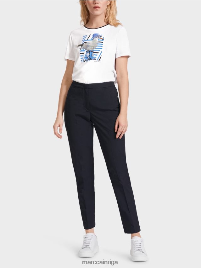 apģērbs pusnakts zils VRBHXD597 Marc Cain bikses ar rāvējslēdzēju apakšmalā