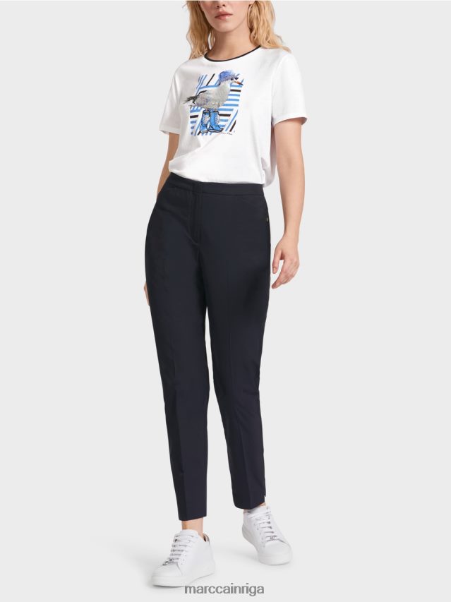 apģērbs pusnakts zils VRBHXD597 Marc Cain bikses ar rāvējslēdzēju apakšmalā